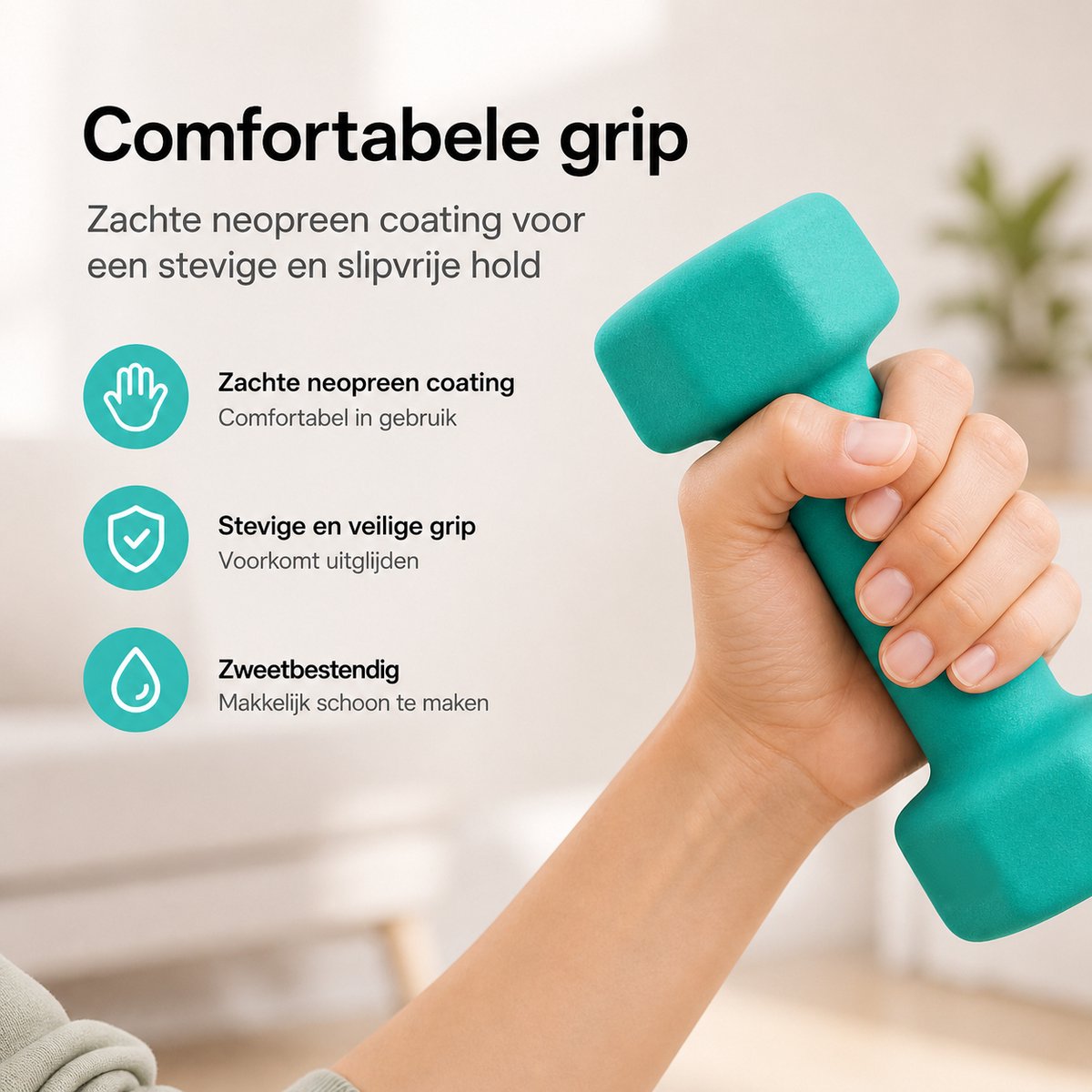 BOTC Dumbbellset - Halterset - Dumbells - Gietijzer - 1/2/3 kg - Roze/Paars/Groen - afbeelding 4