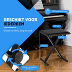 Finesse Pianokruk - Inklapbaar - in Hoogte Verstelbaar - met Kussen - Pianobank - Pianostoel - Zwart - afbeelding 4