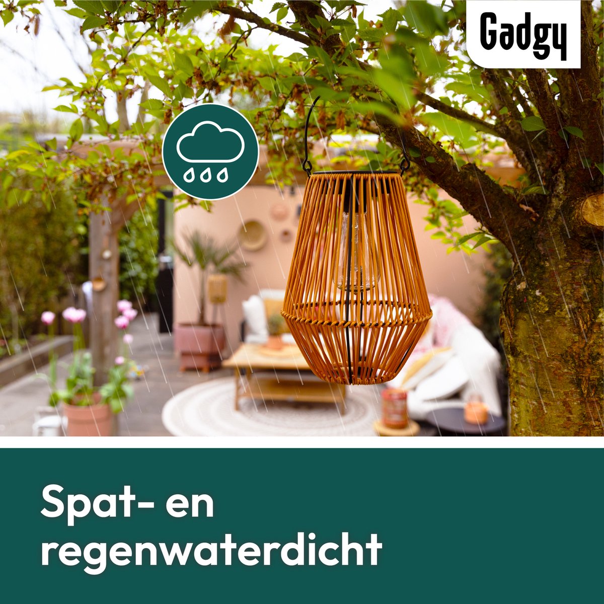 Gadgy Solar Tuinverlichting Rattan Bruin - afbeelding 4