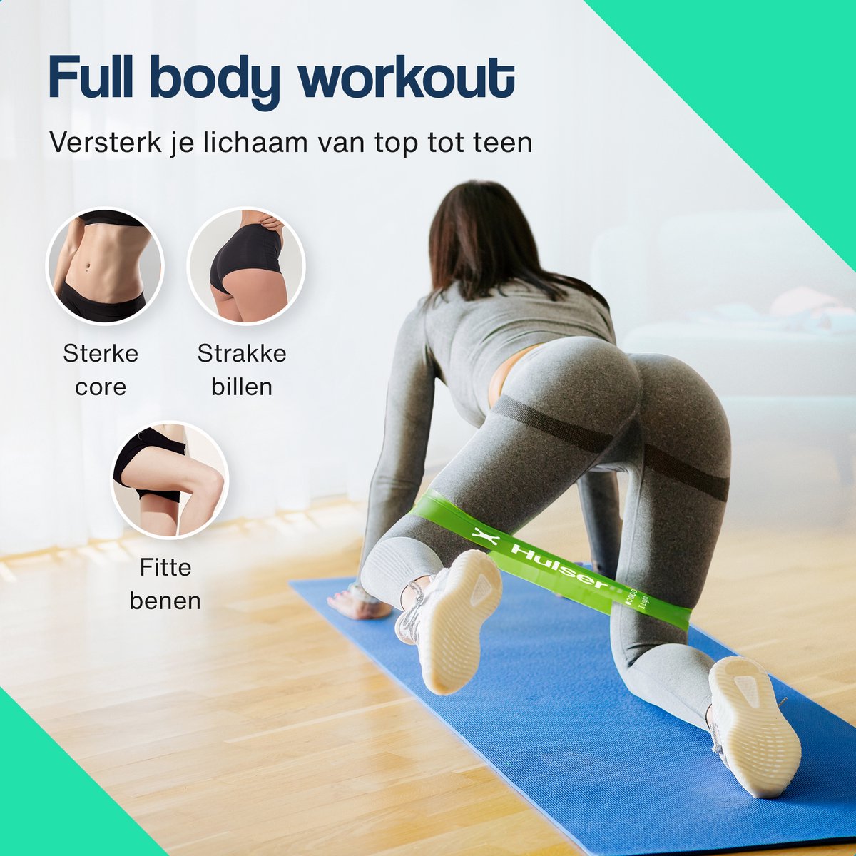 Hulser Mini resistance band set 5-delig - 2 tot 18 kg - 30 cm - Met digitale startgids - afbeelding 3