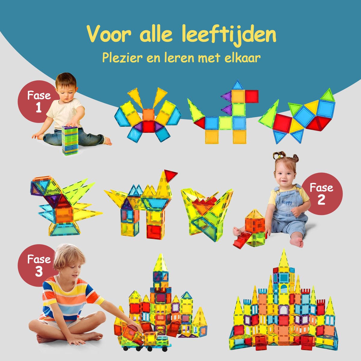 Olvy Magnetic Tiles - 120 magnetische tegels - afbeelding 5