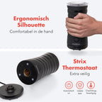 KitchenBrothers Elektrische Melkopschuimer - 4-in-1 - Melkklopper - BPA- & PFAS-Vrij - 240 ML - Handige Melkschuimer - Zwart - afbeelding 5