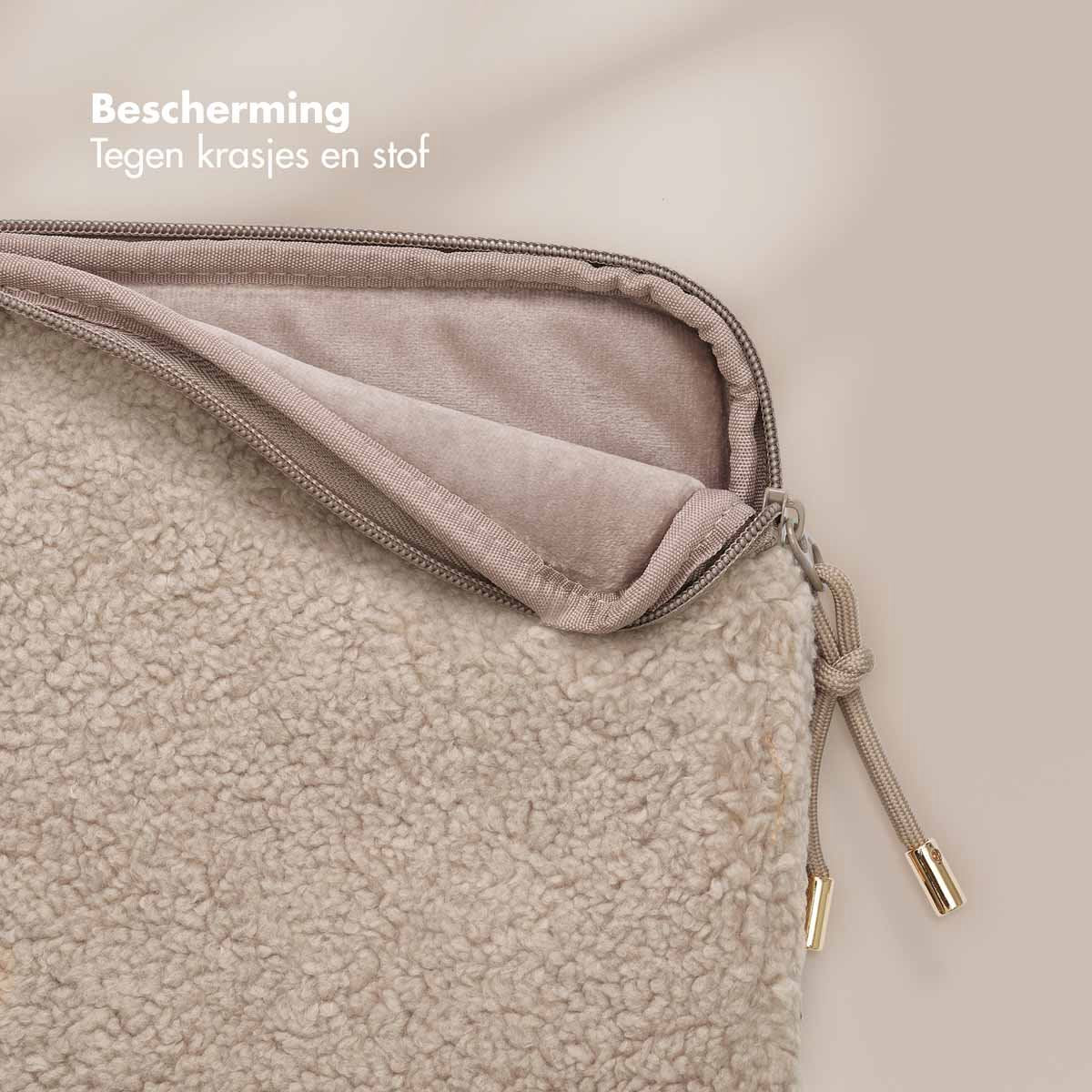 Selencia Teddy Laptop Sleeve - Laptop Hoes geschikt voor 13 / 13.3 / 13.6 / 14 / 14.2 inch - Sand - afbeelding 5