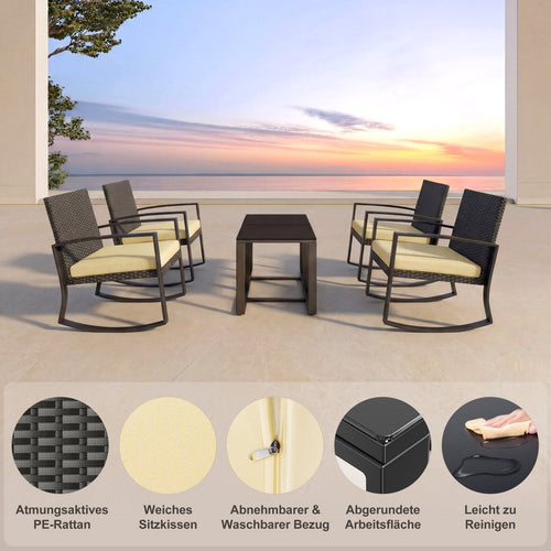 Bealife WR210 Garden Tuinset - 3 Delige Stoel Loungesets - Rieten Patio Set 2 Persoons met Salontafel - afbeelding 2