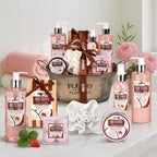 BRUBAKER Cosmetics Bad- en Doucheset, Kokosnoot & Aardbeigeur - Cadeautip Vrouw - Cadeau Idee - 11-delige Cadeauset in Vintage Plantenbak - Cadeau - Bodylotion - douchegel - Moederdag Cadeautje - afbeelding 5