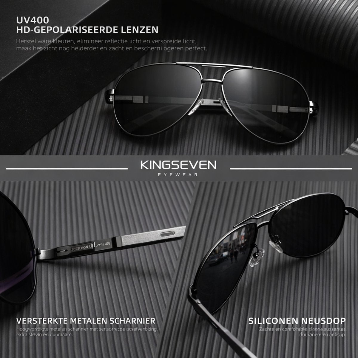 Kingseven Zwart - Gepolariseerd - Zonnebril Heren - Sunglasses - Zomertrend - afbeelding 3