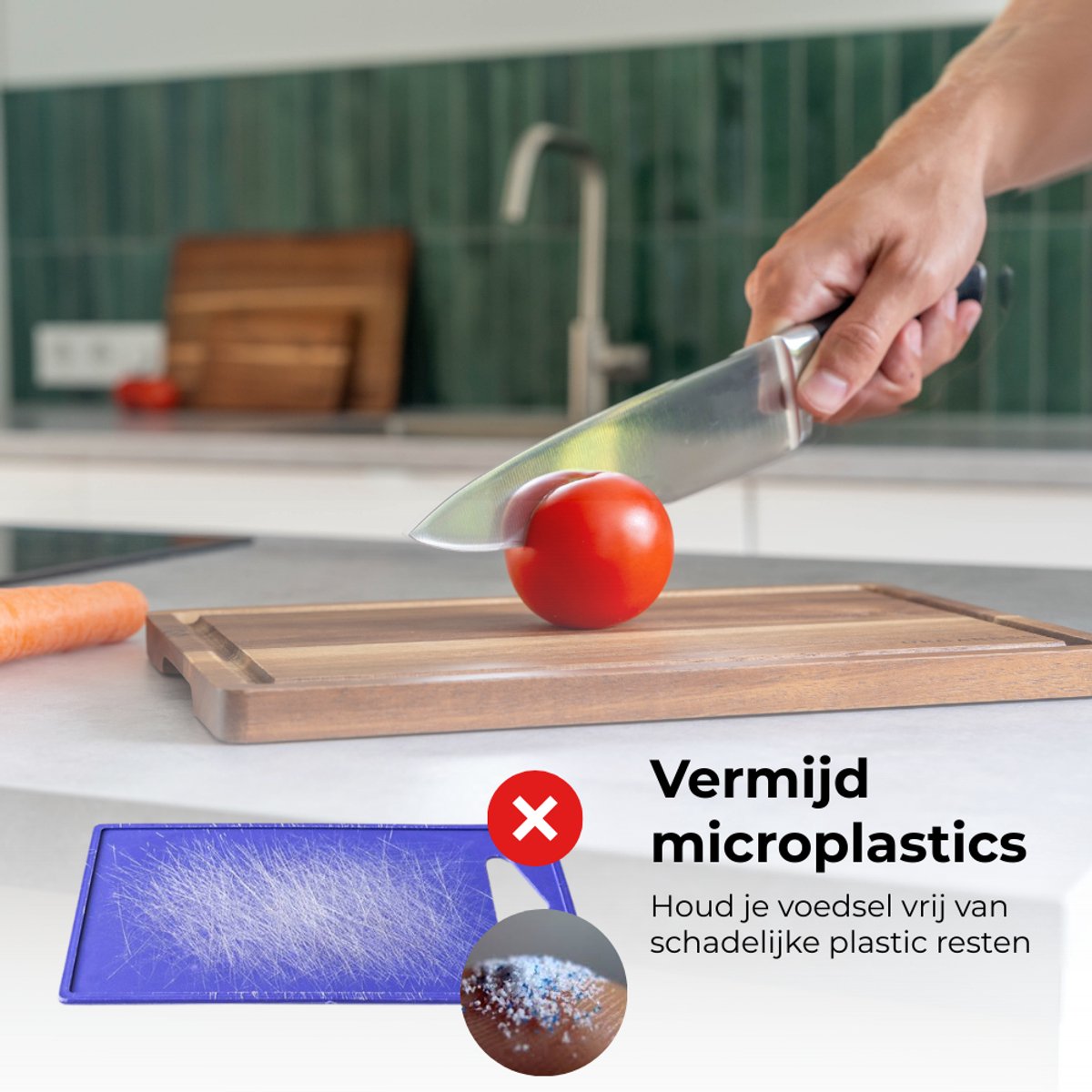 Organess 3-Delige Snijplankenset (38x25.3 / 30.5x20 / 23x15.2 cm) - Voor Keuken, Snijplanken, Serveerplank, Kaasplank, Borrelplank en Tapasplank - Snijplank Acacia Hout - afbeelding 2