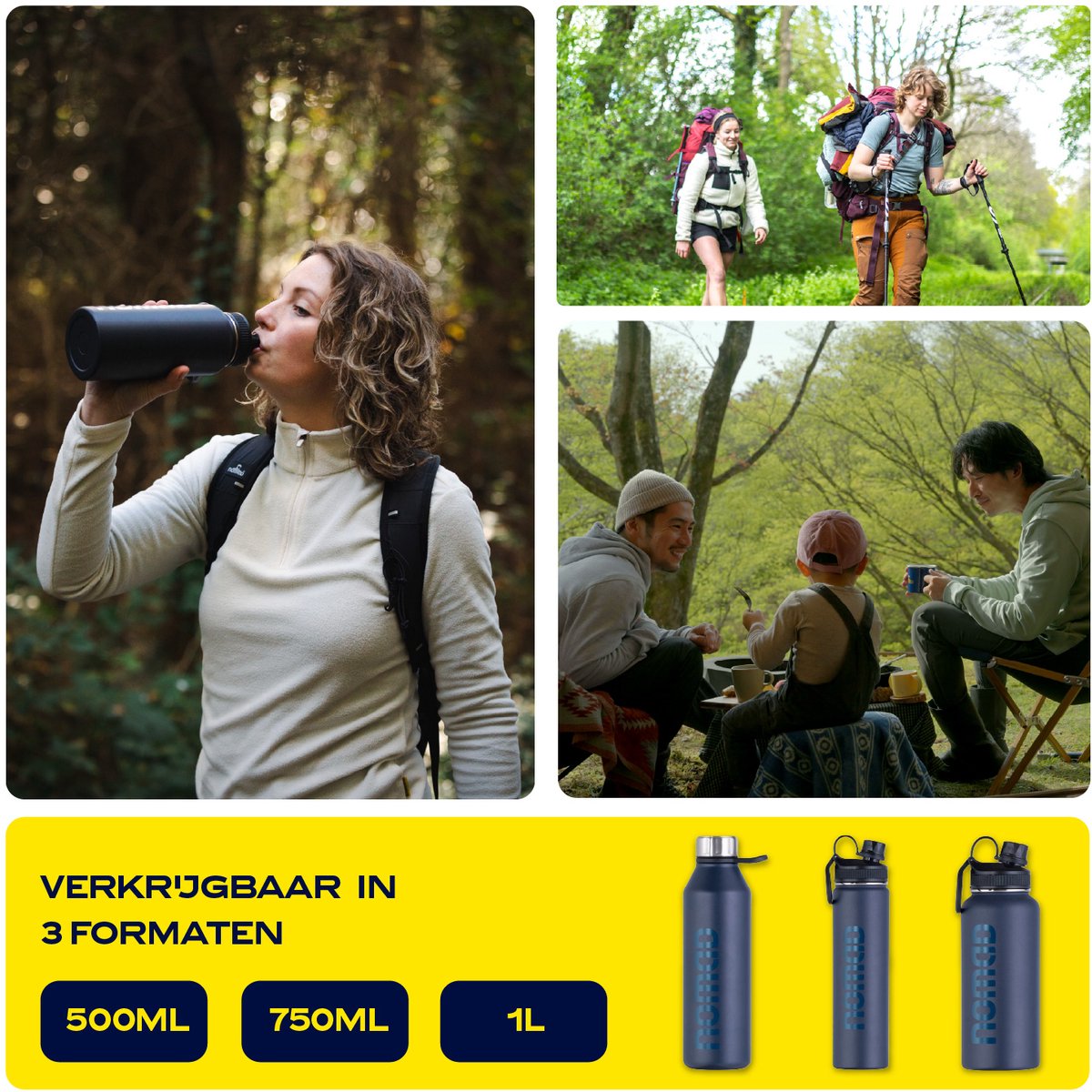 NOMAD Drinkfles 1 liter - Geïsoleerde RVS thermosfles - afbeelding 3