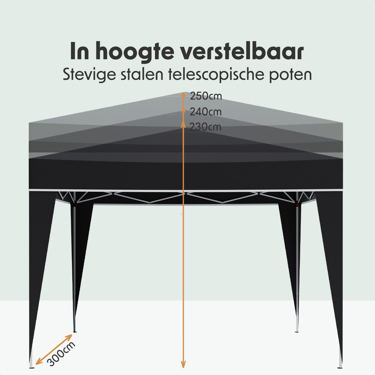 LifeGoods Partytent - Opvouwbaar - 3x3 m - Easy Up - Paviljoen - Vouwtent - Met Draagtas - Zwart - afbeelding 3