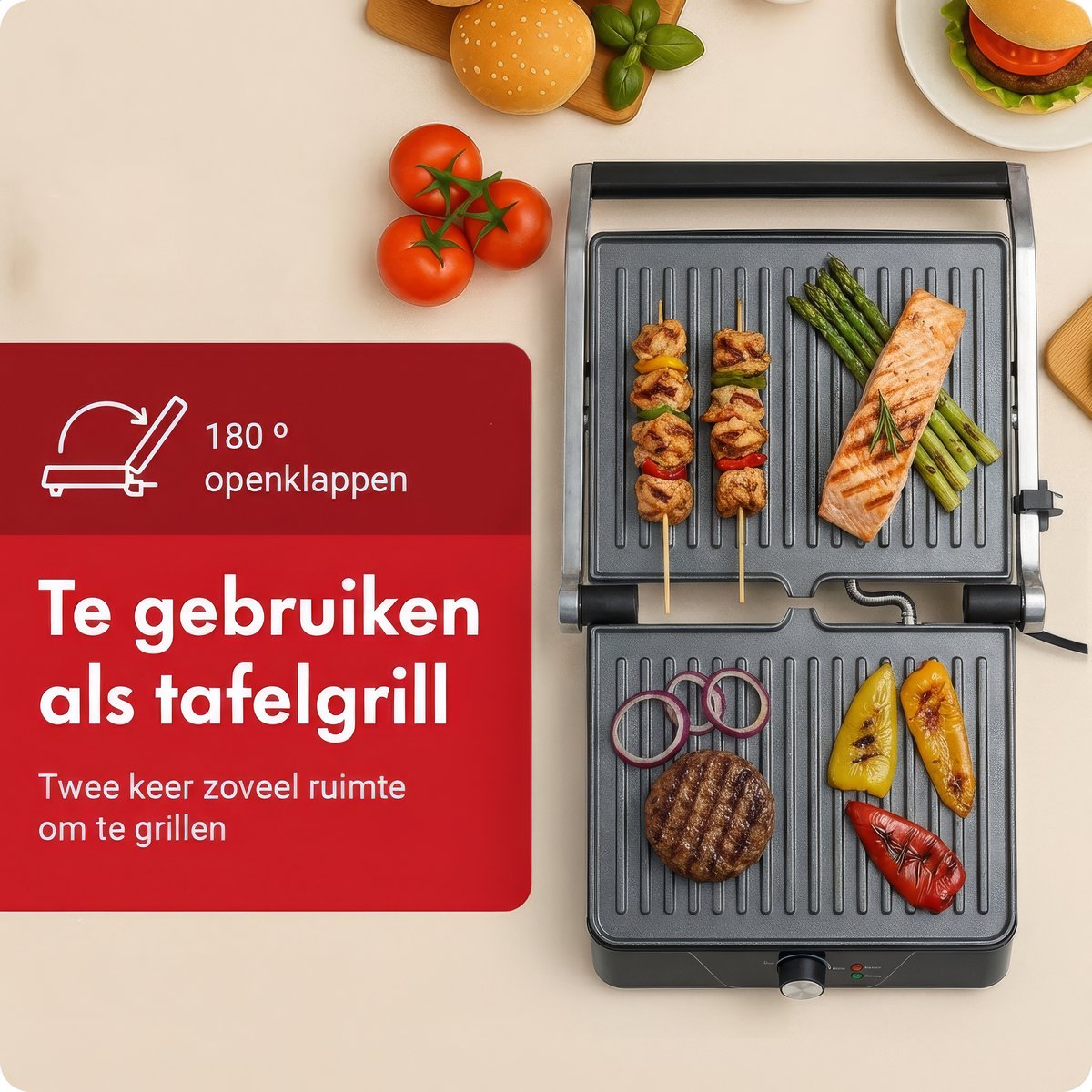 Tomado TGC4001S - XXL contactgrill - Tosti apparaat - 30 x 24 cm - Tosti ijzer - Instelbare temperatuur - Grill apparaat - PFAS vrij - 2000 watt - afbeelding 5