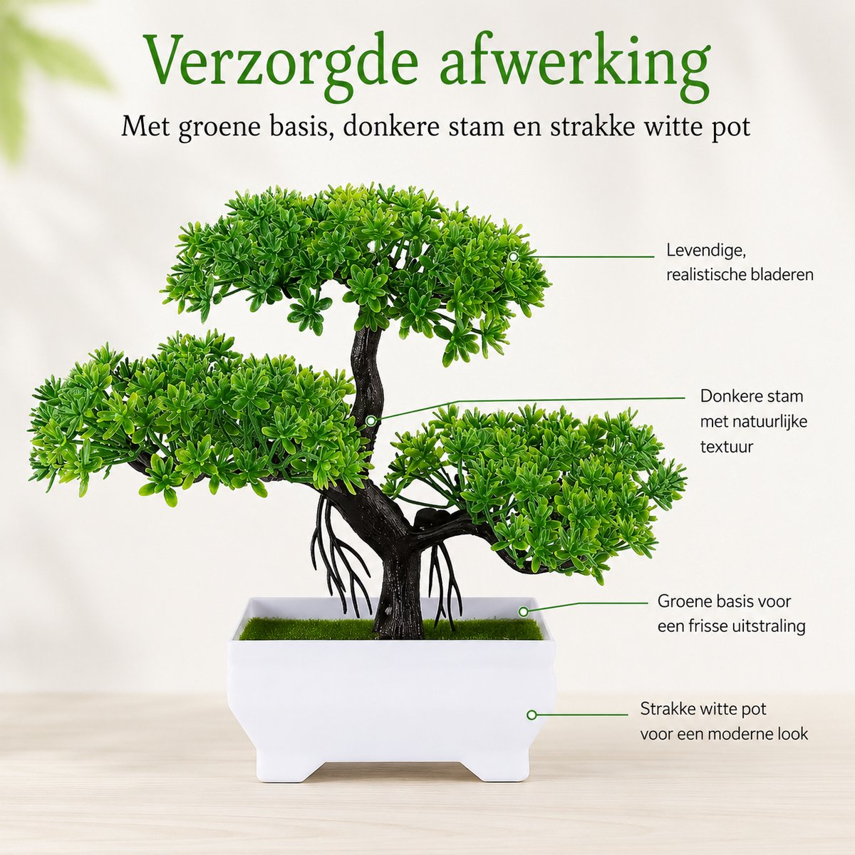 Boncy® Premium Bonsai Kunstplant in pot - 2 stuks Kunstplanten - Nep planten voor Binnen en Buiten - Kamer Decoratie - Nepplanten Kunst plant Boompje - Kunstbloemen - afbeelding 4