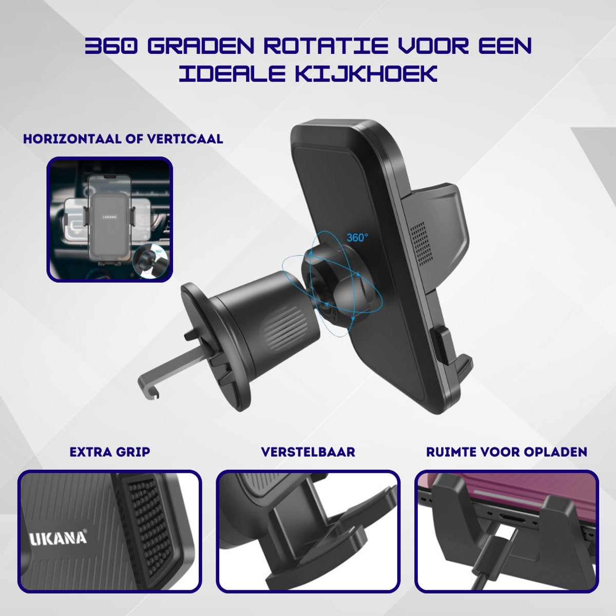 Lukana M-912 Telefoonhouders Auto - Ventilatierooster - GSM Houder - Offroad & Drempel Proof - Universeel - afbeelding 3