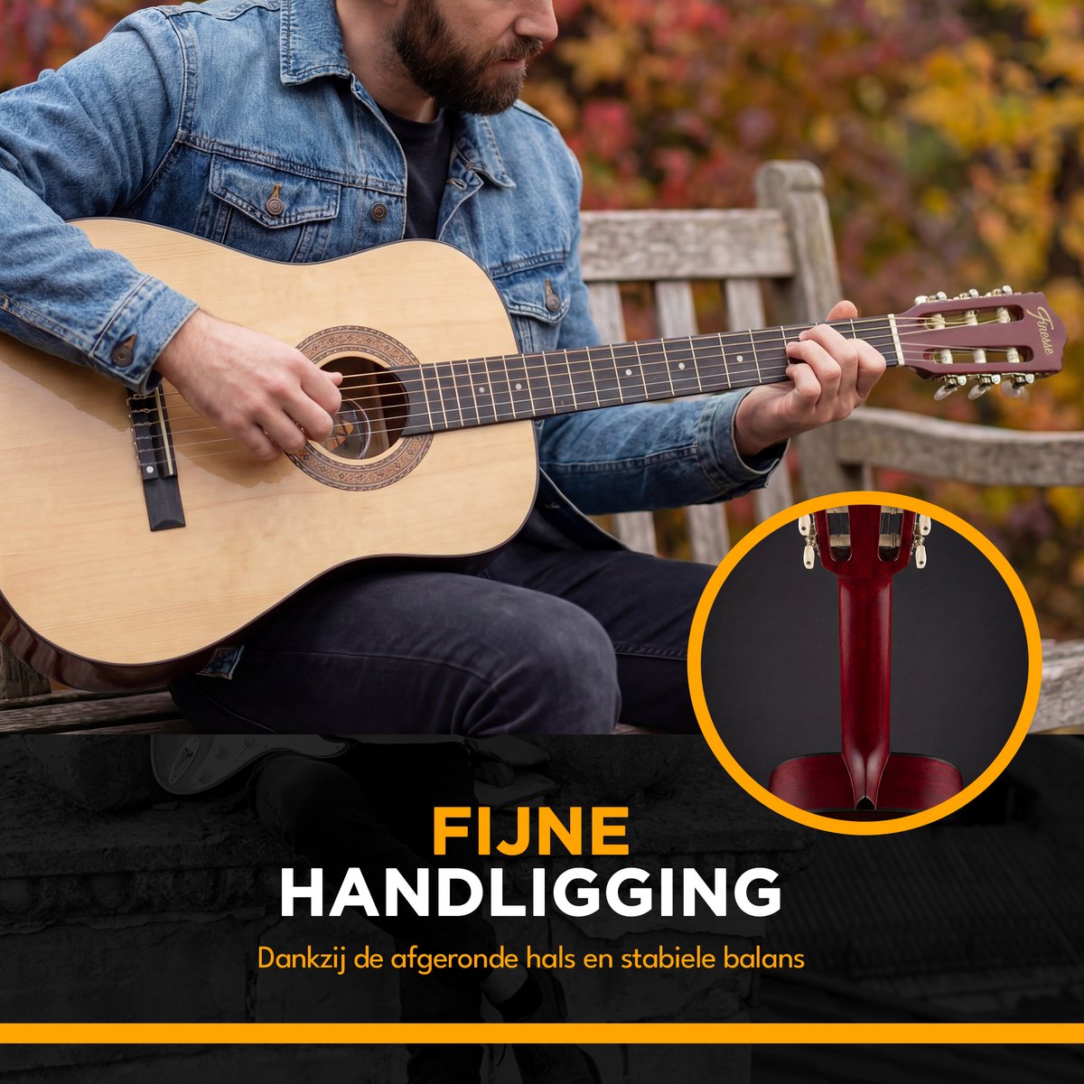 Finesse Akoestische Gitaar - met Videocursus - Nylon Snaren - Klassieke Gitaar - Spaanse Gitaar - Kind - Volwassenen - Naturel - afbeelding 5