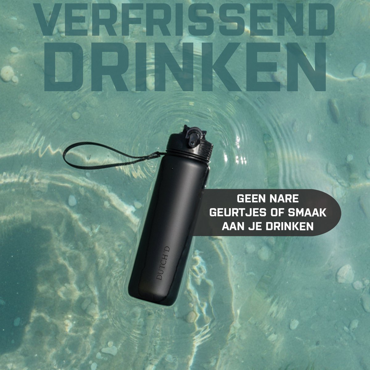 Dutch'D ® Waterfles 1 liter - Drinkfles met rietje - Waterfles - afbeelding 2