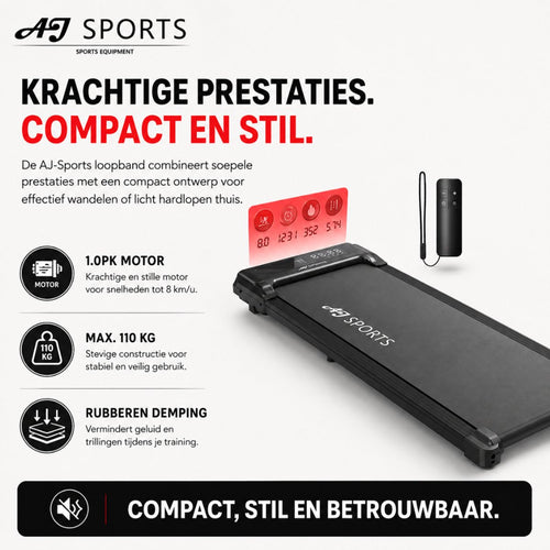 AJ-Sports Loopband - Walking Pad - 1 tot 8 km/u - Krachtige 1.0 PK Motor - afbeelding 2