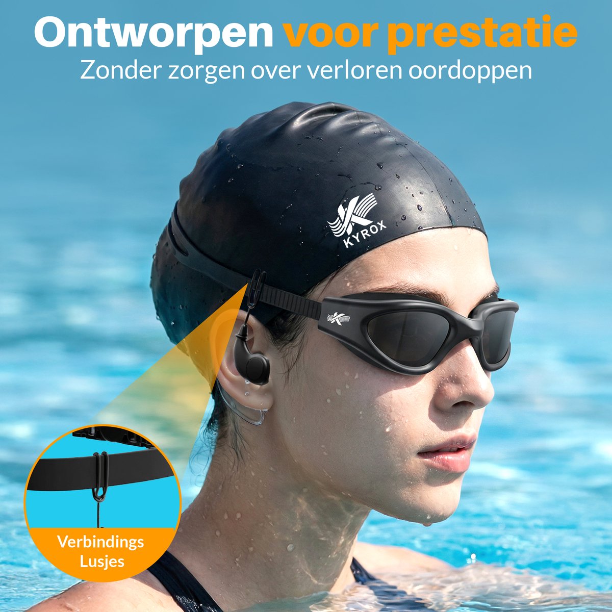 Kyrox Zwem Oordopjes & Neusklem - Neusclip Zwemmen - Zwemoordoppen - Neusknijper Zwemmen - Inclusief Opbergcase - Volwassenen & Kinderen - Zwart - afbeelding 4