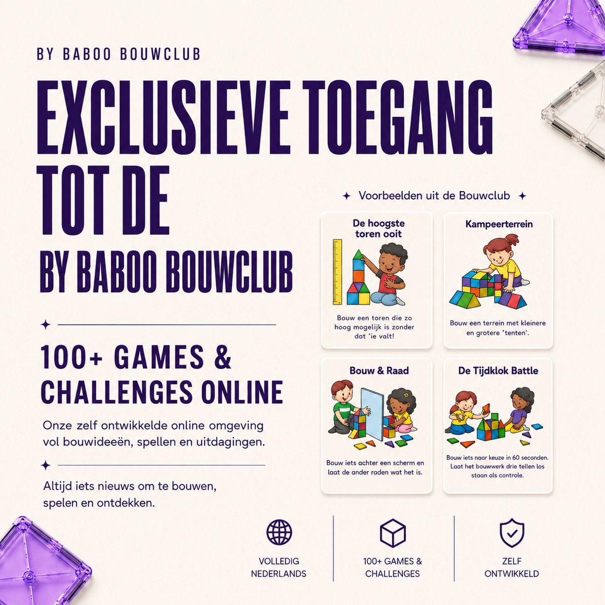 By Baboo® Magnetic Tiles 100 stuks + Bouwclub toegang - Magnetische Tegels Speelgoed Blokken - Magna Magnetisch Cadeau Jongens Meisjes Constructie - Montessori Mind Educatief Kinderspeelgoed 3 Jaar, 4 jaar, 5 jaar, 6 jaar, 7 jaar, 8 jaar, 9 jaar - afbeelding 5
