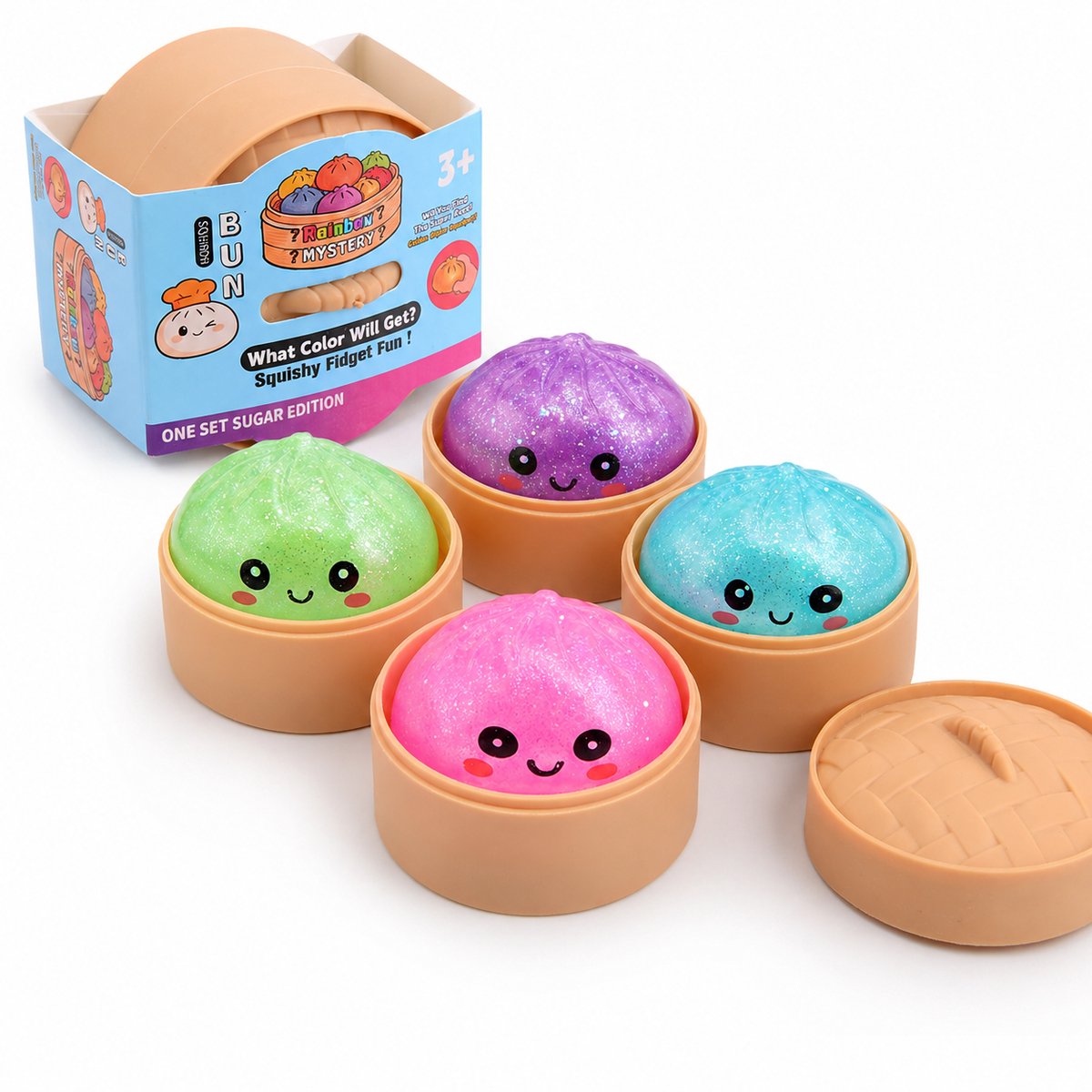 Mini Glitter Squishy Dumpling - Sugger Edition - Fidget toys - Blind Box - afbeelding 1