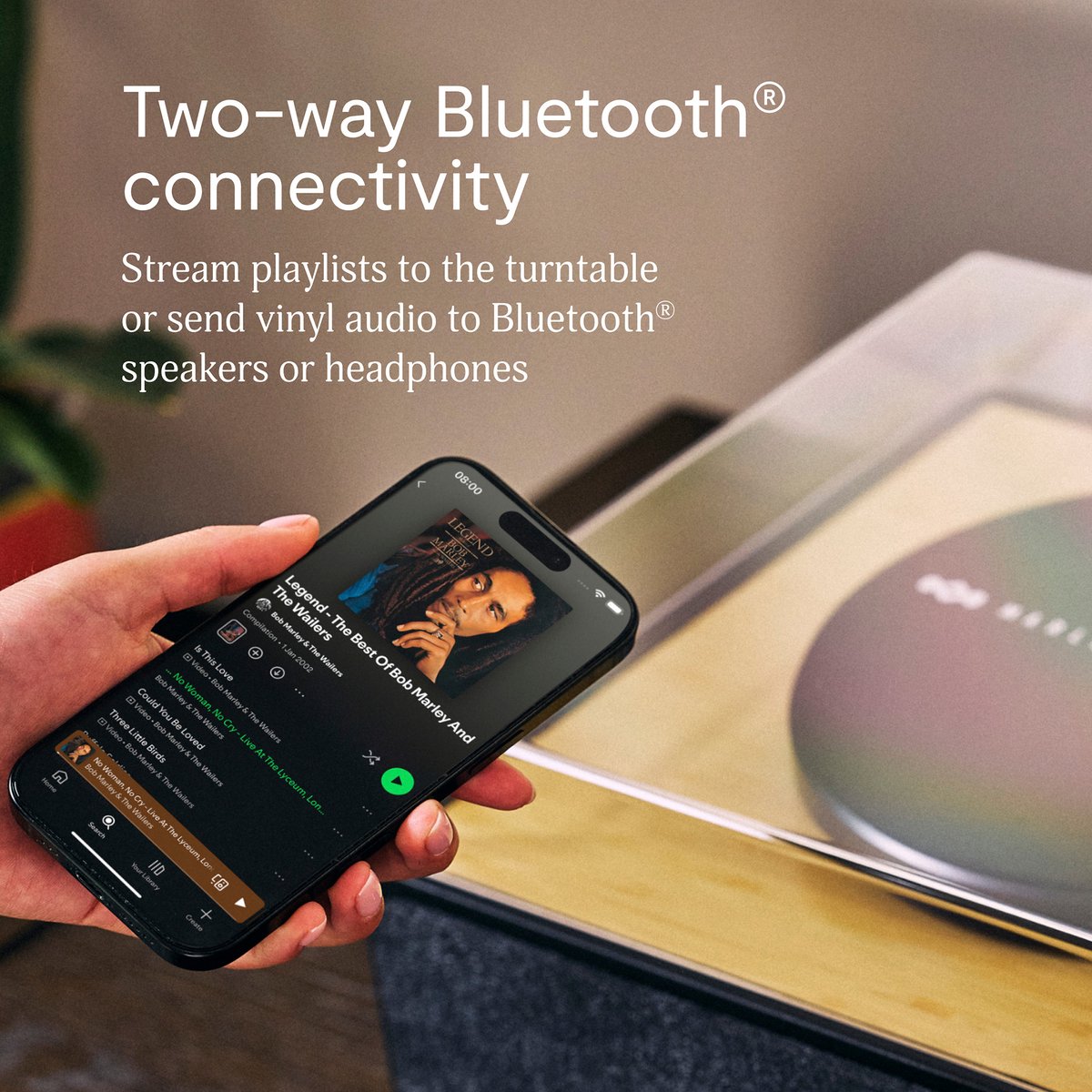 House of Marley Rise Up Bluetooth Platenspeler - Ingebouwde Speakers - Vinyl - Bluetooth Speakers - Auto-stop - Draadloos - Home Audio - Gemaakt van Duurzame Materialen - afbeelding 5