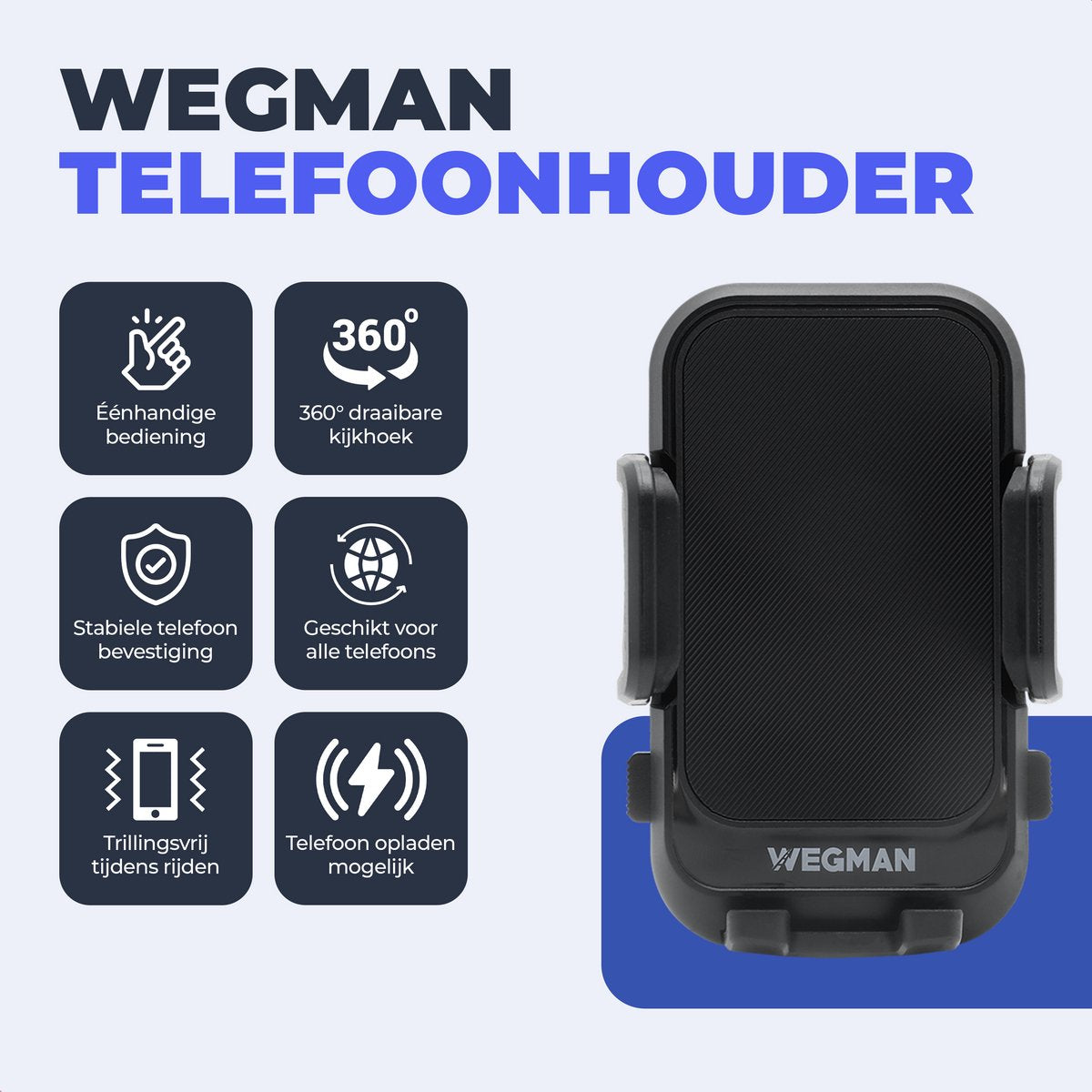 Wegman Telefoonhouder Auto Zuignap - Extra Krachtige Zuignap voor Dashboard en Raam - Telefoonhouders Auto - Zwart - afbeelding 2