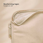 Selencia Corduroy Laptop Sleeve - Laptop Hoes geschikt voor 13 / 13.3 / 13.6 / 14 / 14.2 inch - Beige - afbeelding 3