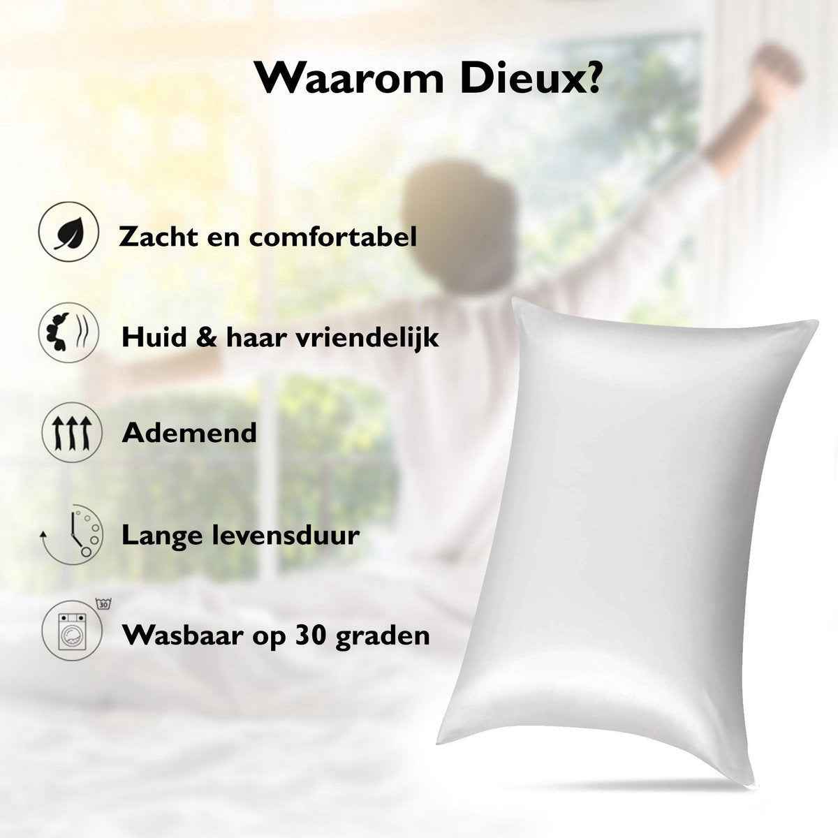 Dieux® - Wit - Kussenslopen 60 x 70 cm - afbeelding 3