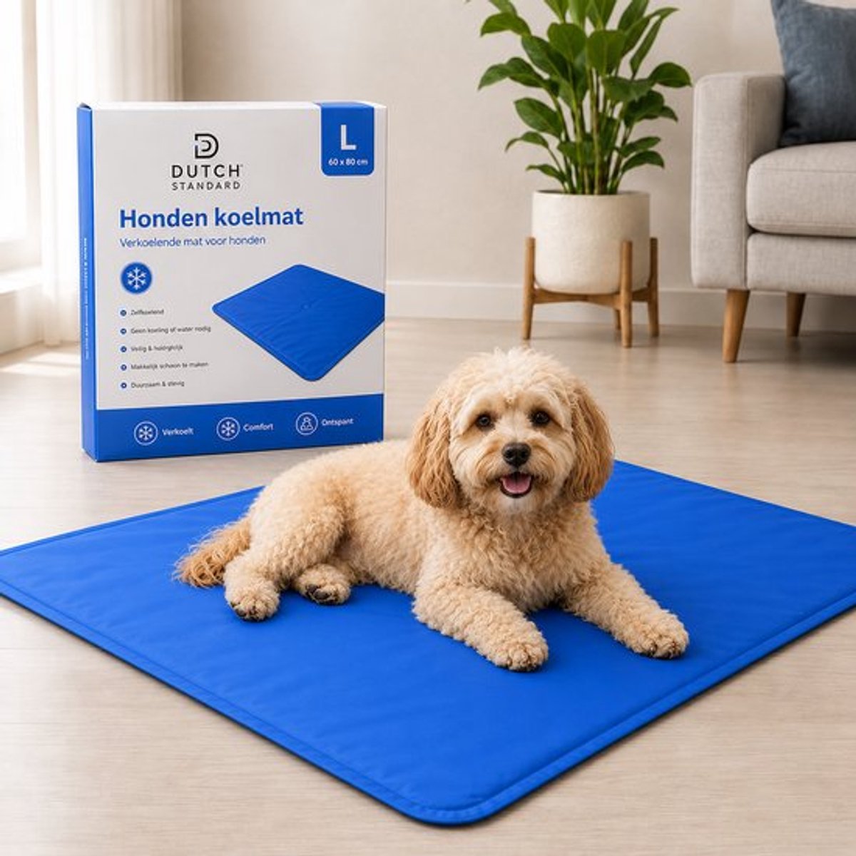 Hondenkoelmat 60 x 80 cm – Maat L – Verkoelende Mat voor Kleine Honden en Katten - Niet-giftige gel - afbeelding 1