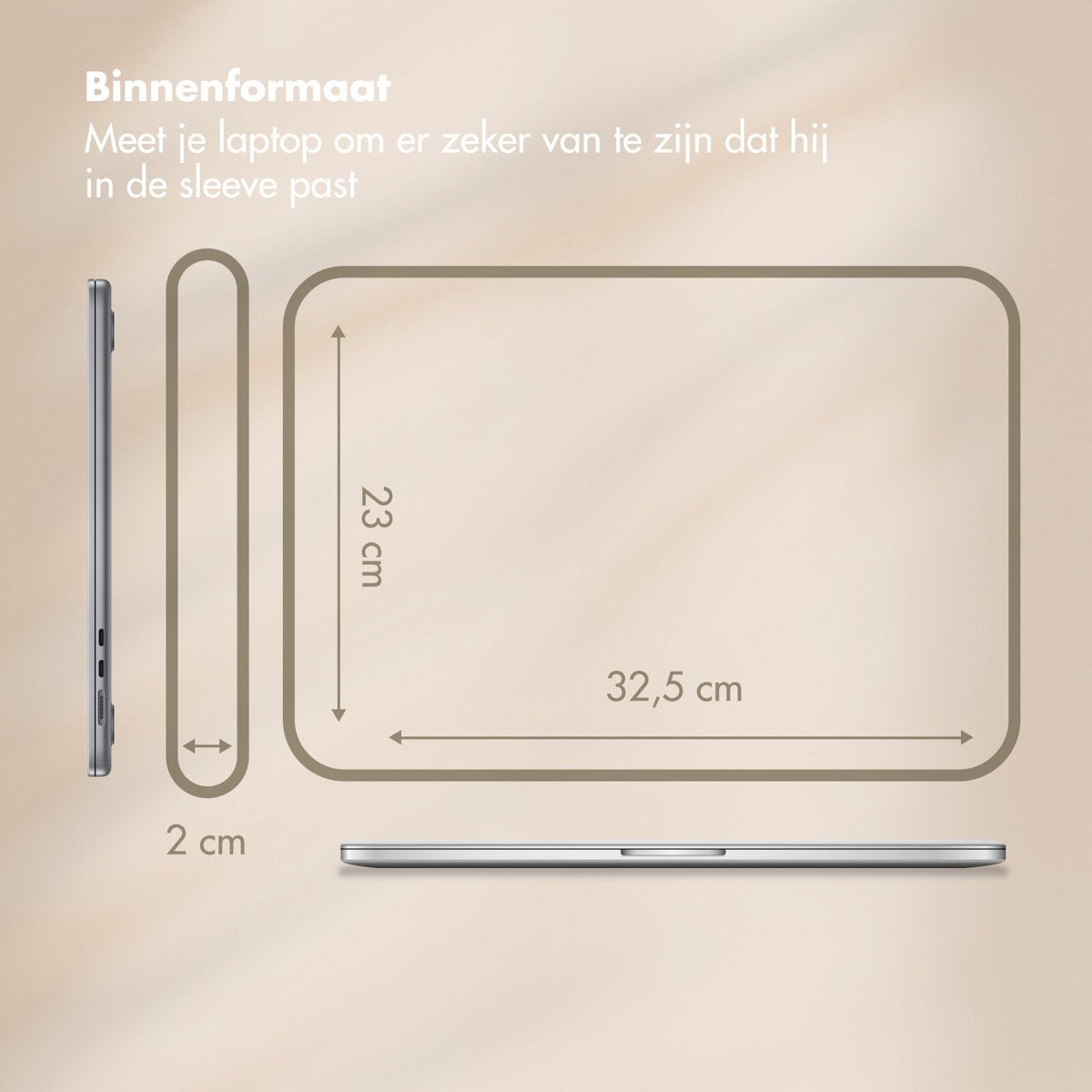 Selencia Corduroy Laptop Sleeve - Laptop Hoes geschikt voor 13 / 13.3 / 13.6 / 14 / 14.2 inch - Beige - afbeelding 2