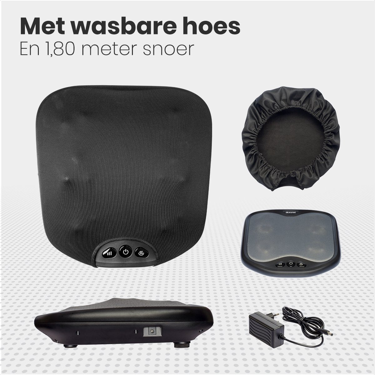 Auronic Voetmassage Apparaat - 18 Shiatsu Massagekoppen - Warmtefunctie - 3 Standen - Massage voor Voeten - Wasbaar - Zwart - afbeelding 5