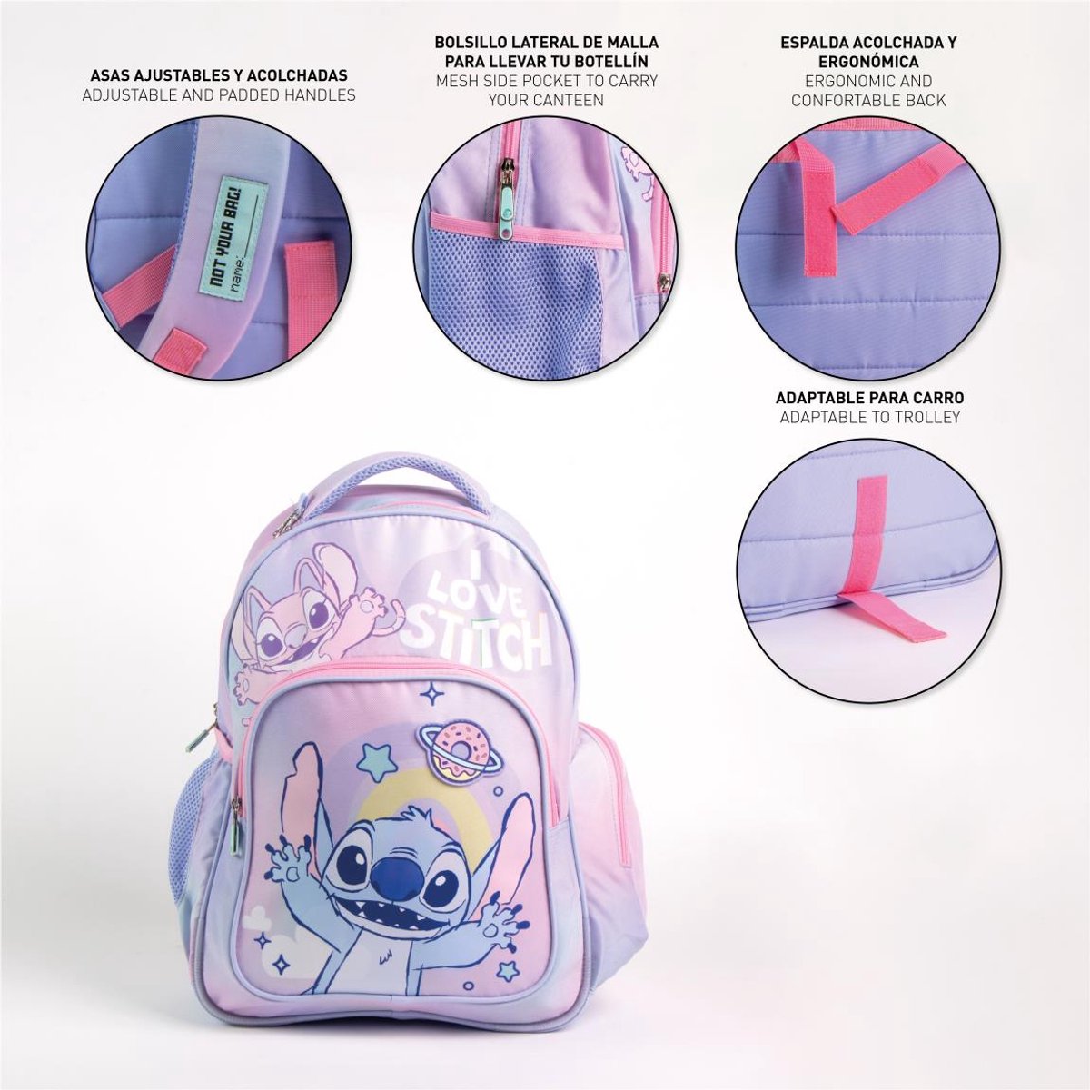 Stitch Rugzak Meisjes - I Love Stitch Schooltas Kind - 44 cm - afbeelding 2
