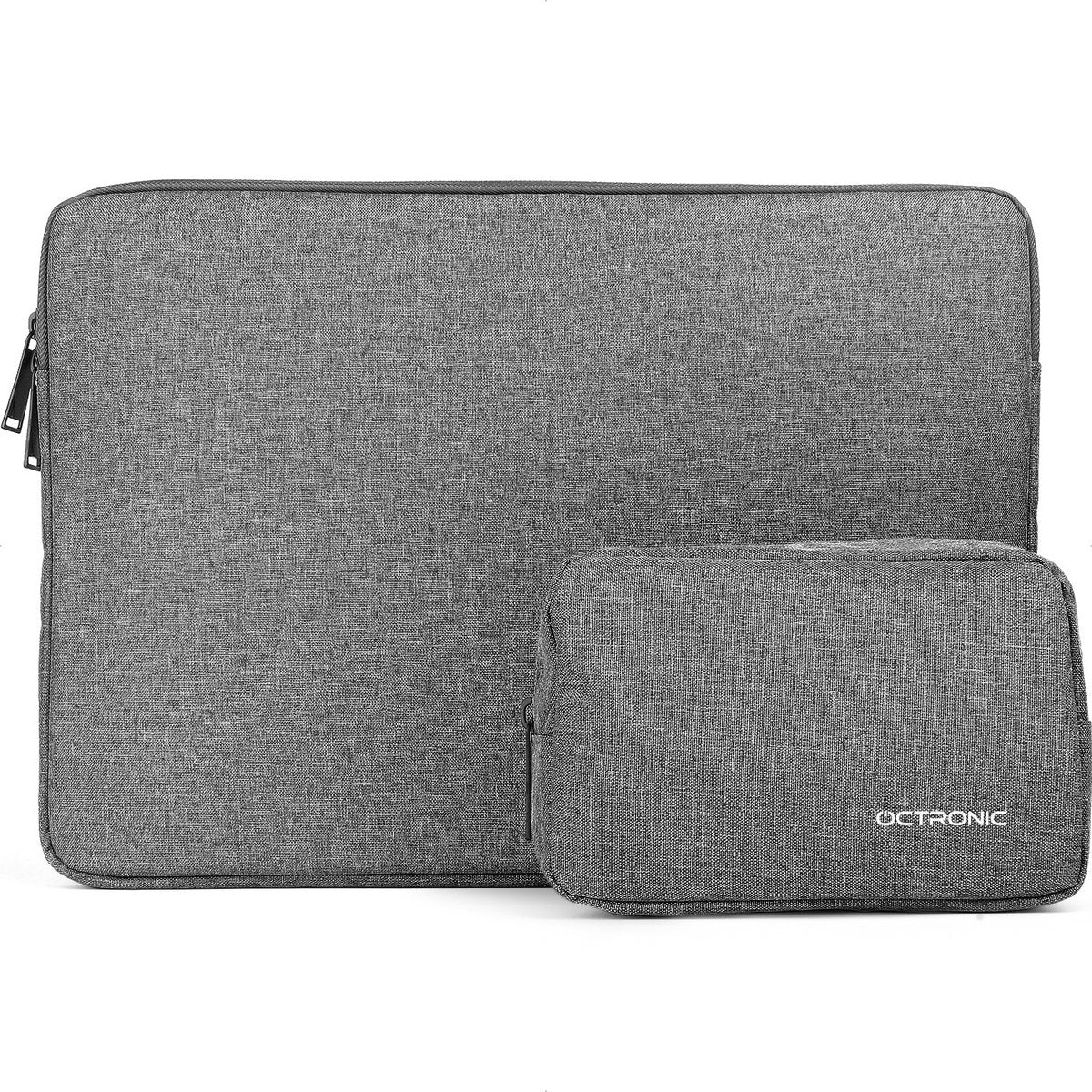 Laptophoes 15,6 inch - Laptop Sleeve, Tablet Hoes met kabel organizer etui - Donker Grijs - afbeelding 4