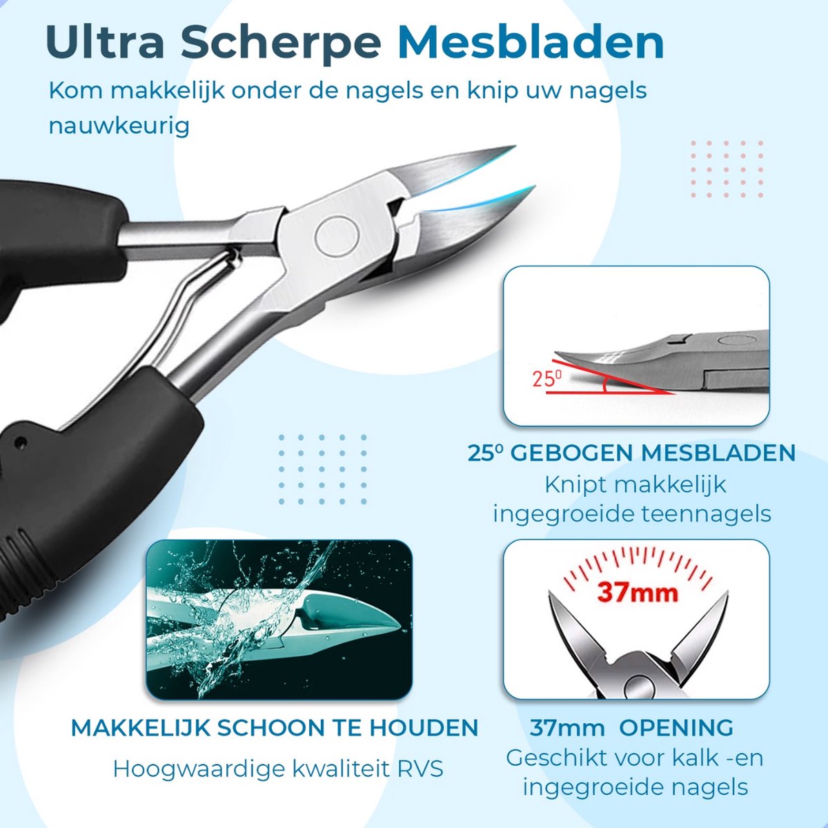 Christian Deluxe® Professionele Nageltang - Voor harde teennagels - Kalknagel - Ingegroeide teennagel - Schimmelnagel - Nagelknipper - Teennagelknipper - Pedicureset - Manicure set - Pedicure - afbeelding 4