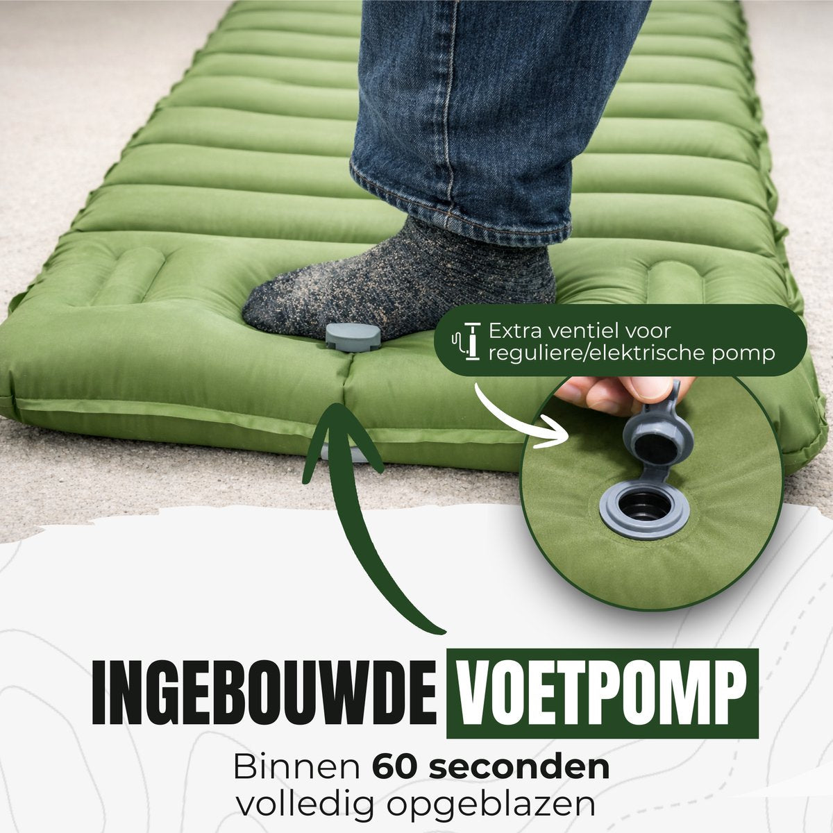 Jaxplore Slaapmat - Zelfopblazend met Ingebouwde Voetpomp & Hoofdkussen - 13cm Dik - Slaap Matje - Luchtbed 1 persoons - Koppelbaar - Camping matras - 200x70x13cm - afbeelding 4