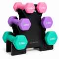 BOTC Dumbbellset - Halterset - Dumbells - Gietijzer - 1/2/3 kg - Roze/Paars/Groen - afbeelding 1