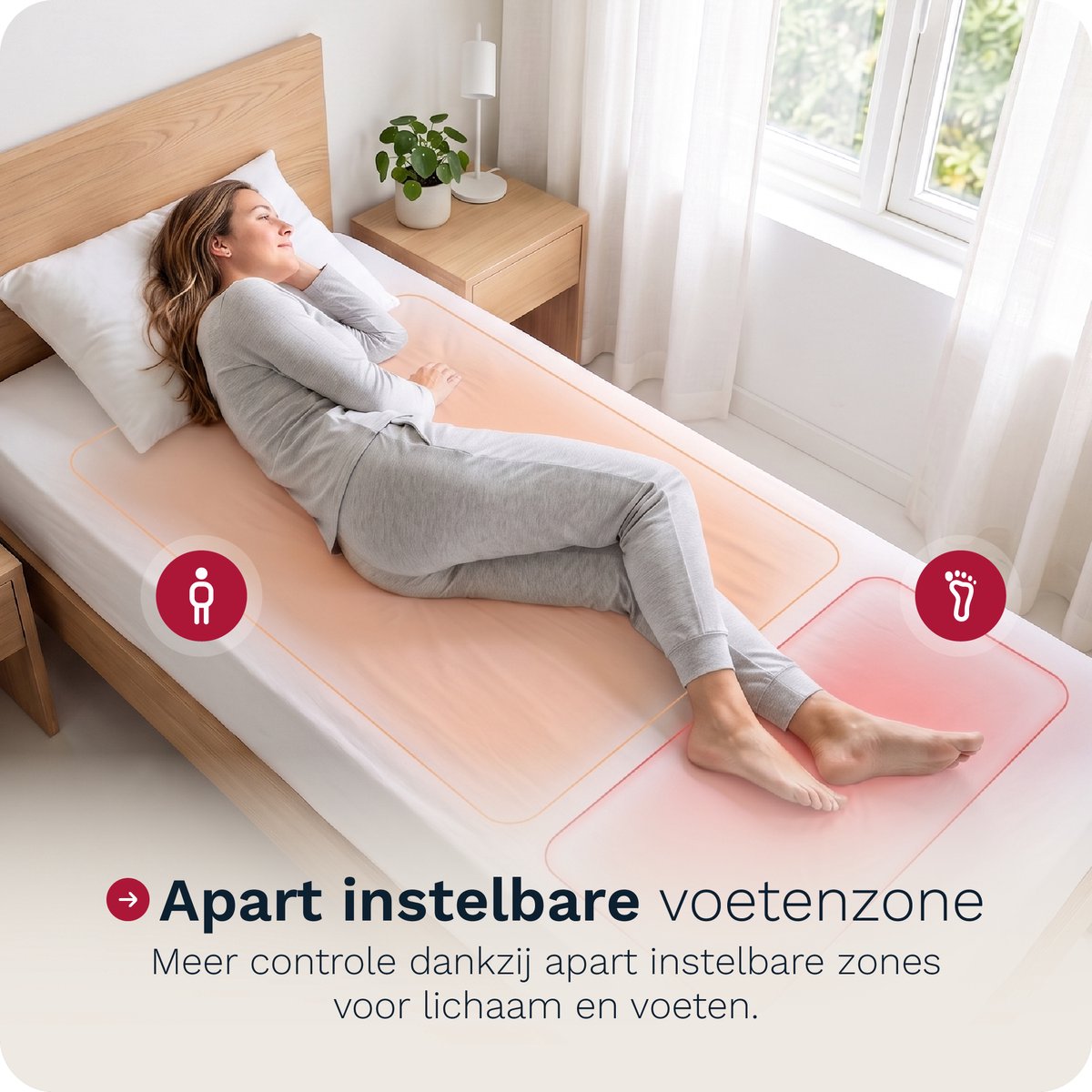 Inventum HN197V elektrische onderdeken 160x80 cm - 1 persoons - Warmtedeken - 9 warmtestanden - Aparte voetzone - Anti-allergie - Antibacterieel - Turbostand - Fleece - Wit - afbeelding 4