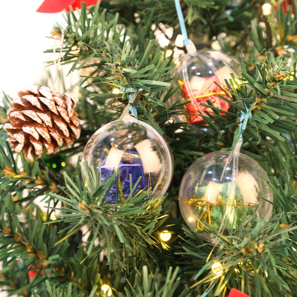 Uten Kerstballen Plastic - 20 Kunststof Kerstballen - Ø 8cm - Transparante - Diy kerstbal - Voor Halloween, Kerst, Verjaardag, Feesten, Bruiloft, Home Versiering Ballen - afbeelding 4