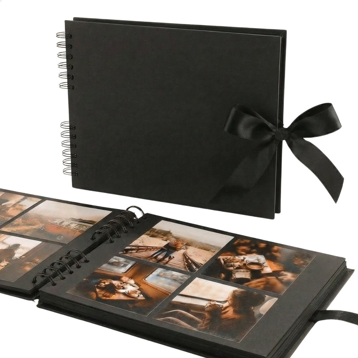RENALUX Fotoalbum Plakalbum - Scrapbook Album - Plakboek - Foto Album - Gastenboek Bruiloft - Baby Album- 80 Pagina's - Zwart - afbeelding 1