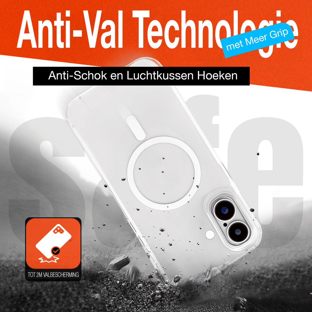 Hoesje - Geschikt voor iPhone 16 - Transparant - Geschikt voor MagSafe - Slank - Shock proof hoes - afbeelding 2