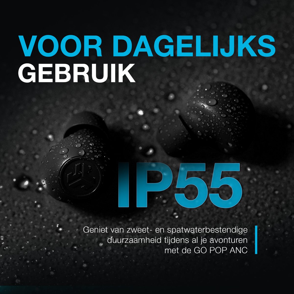JLab Go Pop ANC Draadloze Oordopjes - Noise Cancelling Oortjes Draadloos - 24 uur Batterijduur - Bluetooth Multipoint - Met Microfoon - Geschikt voor Android en Apple - Zwart - afbeelding 5