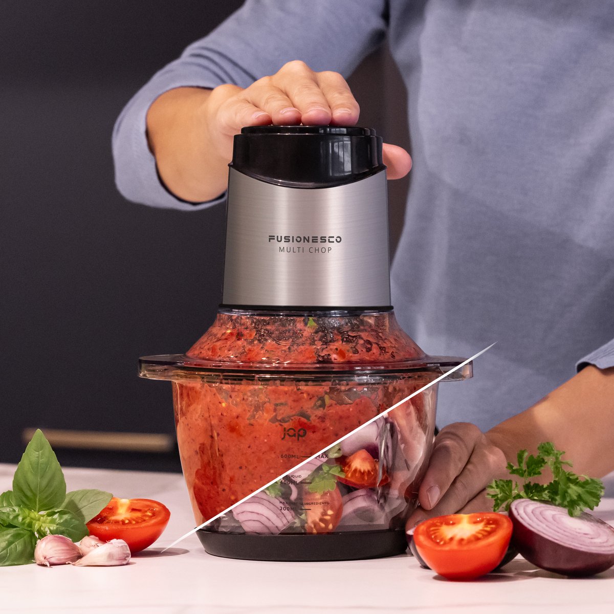 JAP Appliances Multi Chop - Hakmolen met glazen kom (600ml) - IJscrusher - Vaatwasserbestendig - Food chopper - 6 messen - 400W - afbeelding 5