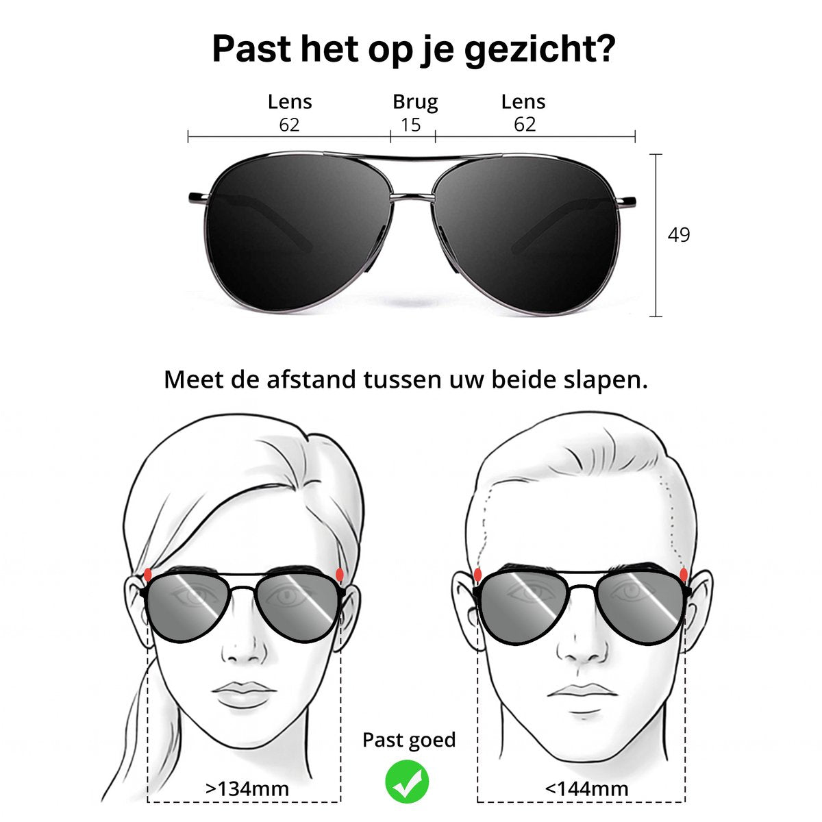 Traveltime® - Piloten Zonnebril - Gepolariseerd - Dames / Heren - Unisex - met Volledig Cadeaupakket - Zwart - afbeelding 5