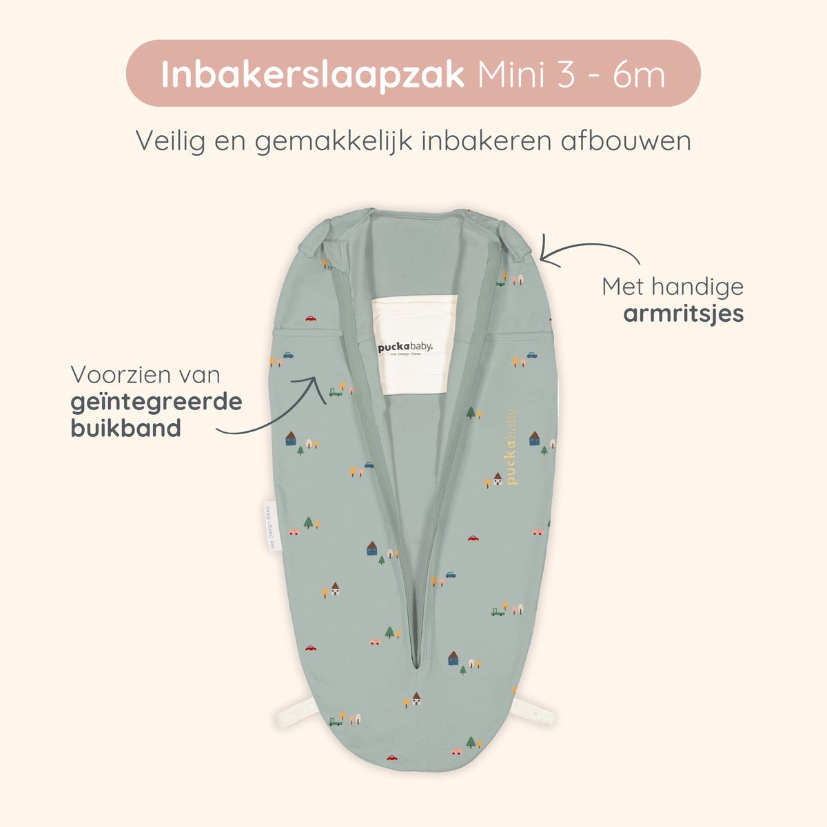 Puckababy Mini Inbakerslaapzakje - 3-6m - Tiny Village - TOG 0.5 - afbeelding 3