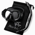 ReefTourer Snorkelset Volwassenen - Hypoallergene siliconen duikbril met snorkel, premium snorkelmasker twee vensters - Zwart - RC-0107 BKBK - afbeelding 1