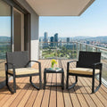Bealife WR210 Garden Tuinset - 3 Delige Stoel Loungesets - Rieten Patio Set 2 Persoons met Salontafel - afbeelding 1