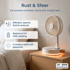 Aironex Opvouwbare Draagbare Ventilator – Stille Tafelventilator & Staande Ventilator – USB Oplaadbaar en Draadloos met LED-licht – Compacte Mini Ventilator voor Bureau, Slaapkamer, Thuis, Kantoor & Camping - Ventilatoren - afbeelding 2