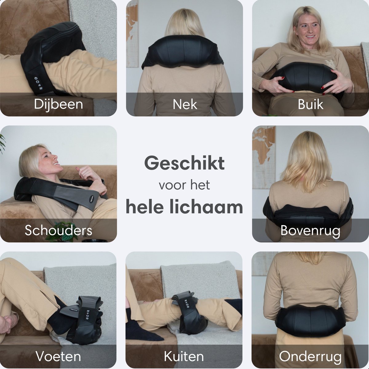 Lifeproducts Shiatsu Massagekussen Draadloos - Elektrisch Nekmassage Apparaat - Massage Apparaten - afbeelding 3