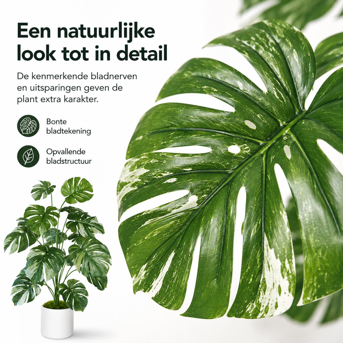 Boncy® Premium Kunstplant in pot - 120 cm Monstera Kunst plant - afbeelding 5