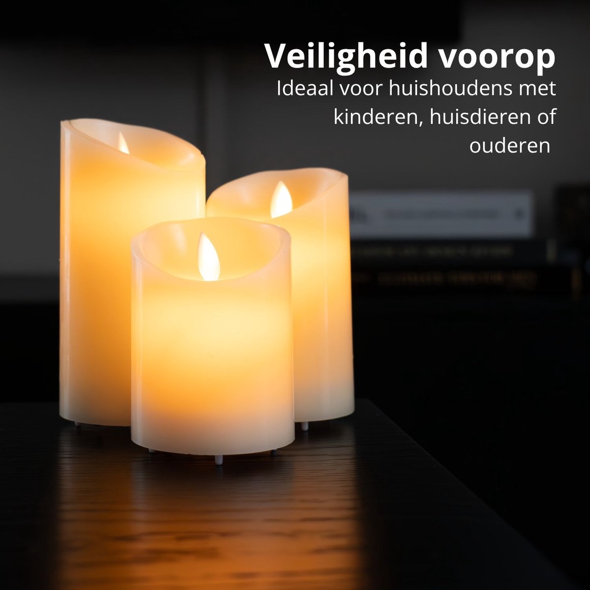 FlinQ Oplaadbare LED Kaarsen met Bewegende Vlam - 3 stuks - afbeelding 4