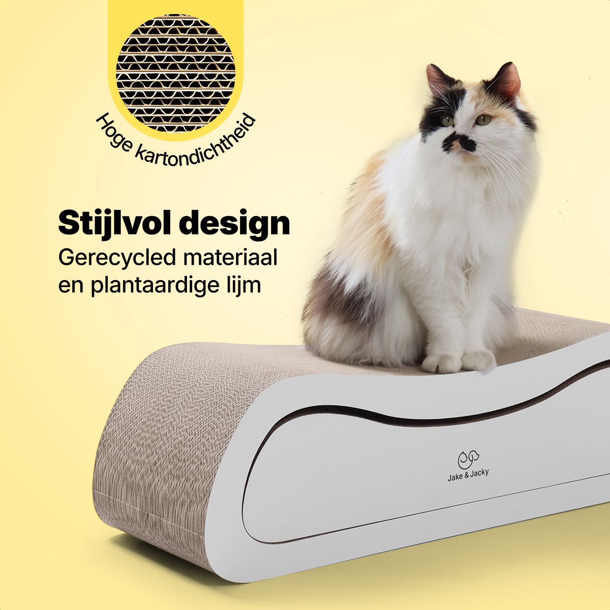 Jake and Jacky Krabkarton voor Katten 2 in 1 model - Krabpaal Karton - Krabplank - Krabmand - Krabmeubel - Kartonnen Krabmat - Kattenmand - Kattenbed - 71x24x21cm - afbeelding 4