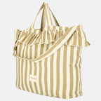 Wildride® Schoudertas met Ruches - Stijlvolle Damestas van Gerecycled Katoen - Shopper - Beige Streep - afbeelding 5